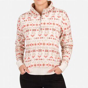 natural womans fleece half zip pullover long sleeve top size XL